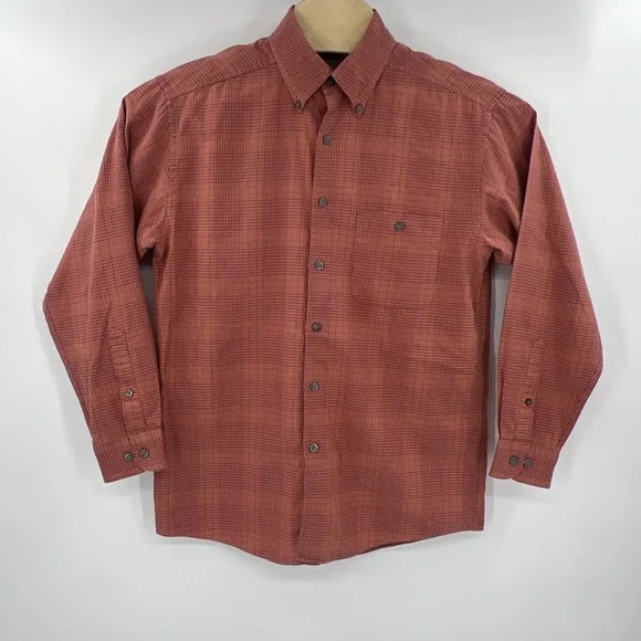 Talbots Men Long Sleeve Button Up Orange Shirt Size Large - Picture 7 of 11